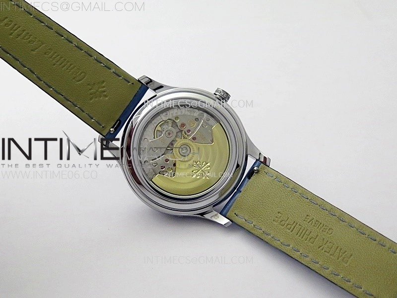 Annual Calendar 4947G SS Diamonds Bezel N1F Best Edition White Dial on Blue Leather Strap A324