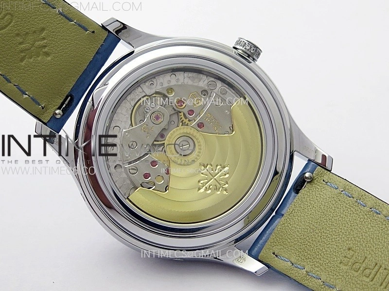 Annual Calendar 4947G SS Diamonds Bezel N1F Best Edition White Dial on Blue Leather Strap A324