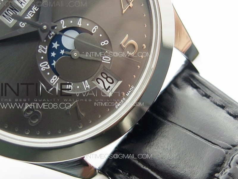 Annual Calendar Moonphase 5396 SS PPF 1:1 Best Edition Gray Dial on Black Leather Strap PPF324
