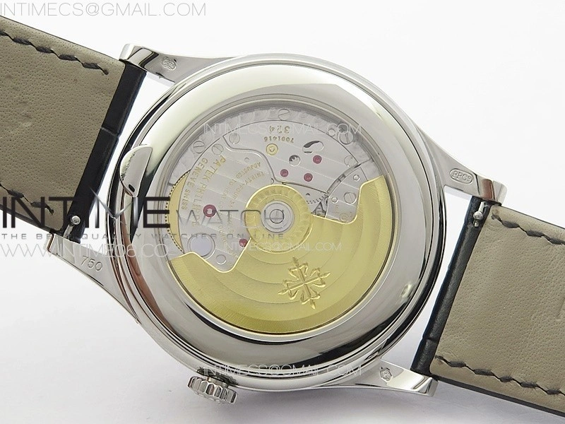 Annual Calendar Moonphase 5396 SS PPF 1:1 Best Edition Gray Dial on Black Leather Strap PPF324