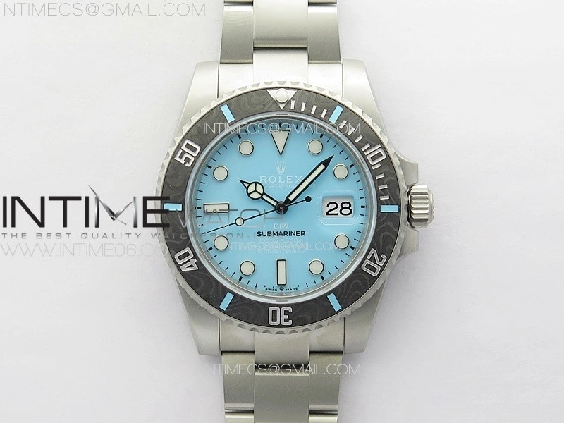 Submariner DIW Carbon Bezel VSF 1:1 Best Edition Tiffany Blue Dial on Sandblasted Bracelet VS3135