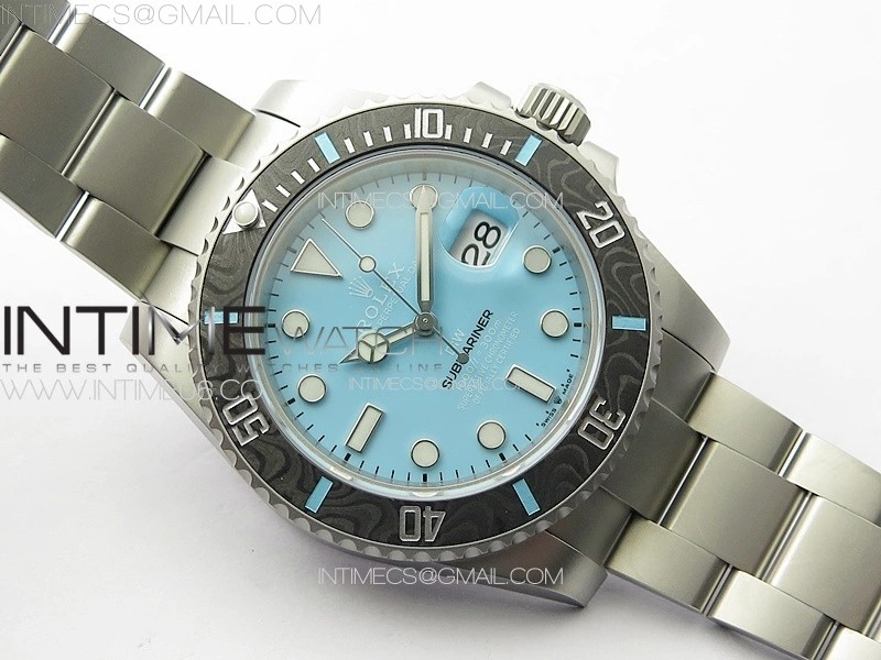 Submariner DIW Carbon Bezel VSF 1:1 Best Edition Tiffany Blue Dial on Sandblasted Bracelet VS3135