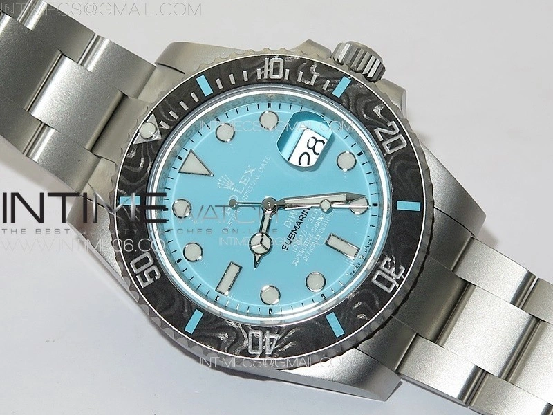 Submariner DIW Carbon Bezel VSF 1:1 Best Edition Tiffany Blue Dial on Sandblasted Bracelet VS3135