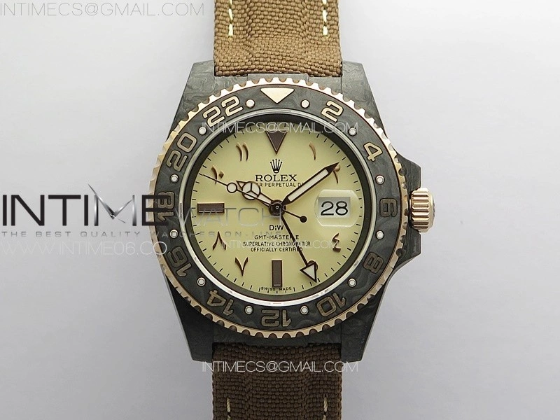 GMT Carbon DIWF Best Edition Gold Dial Arabic Markers on Green Nylon Strap SA3285 CHS