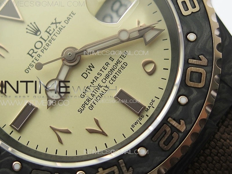 GMT Carbon DIWF Best Edition Gold Dial Arabic Markers on Green Nylon Strap SA3285 CHS