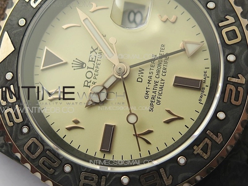 GMT Carbon DIWF Best Edition Gold Dial Arabic Markers on Green Nylon Strap SA3285 CHS