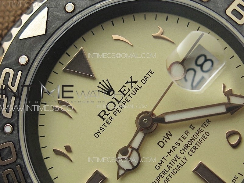 GMT Carbon DIWF Best Edition Gold Dial Arabic Markers on Green Nylon Strap SA3285 CHS