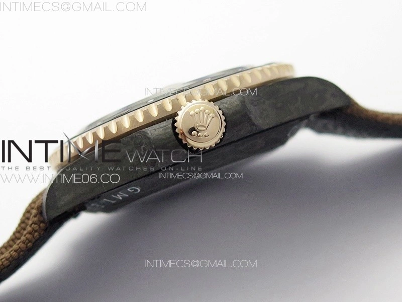 GMT Carbon DIWF Best Edition Gold Dial Arabic Markers on Green Nylon Strap SA3285 CHS