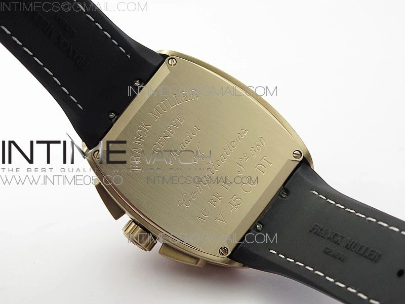 Vanguard V45 Chrono Brushed RG ABF Best Edition Black Dial on Black Gummy Strap A7750