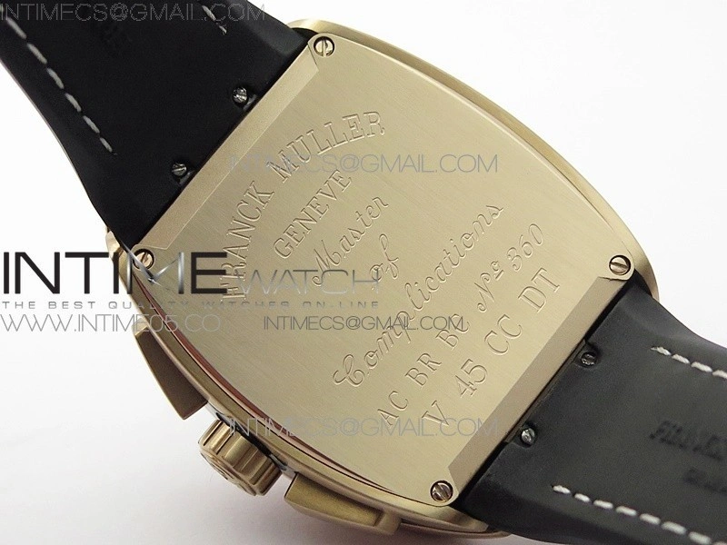 Vanguard V45 Chrono Brushed RG ABF Best Edition Black Dial on Black Gummy Strap A7750