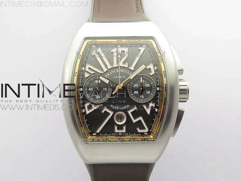 Vanguard V45 Chrono Brushed SS RG ABF Best Edition Gray Dial on Gray Gummy Strap A7750