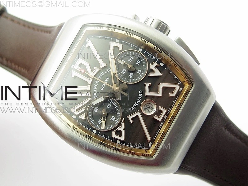 Vanguard V45 Chrono Brushed SS RG ABF Best Edition Gray Dial on Gray Gummy Strap A7750