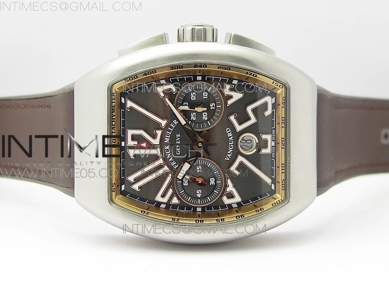 Vanguard V45 Chrono Brushed SS RG ABF Best Edition Gray Dial on Gray Gummy Strap A7750