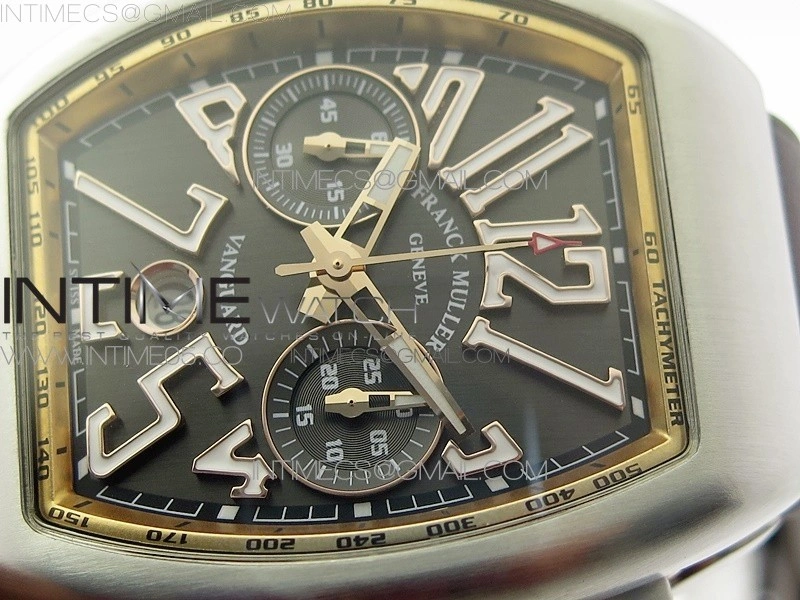 Vanguard V45 Chrono Brushed SS RG ABF Best Edition Gray Dial on Gray Gummy Strap A7750