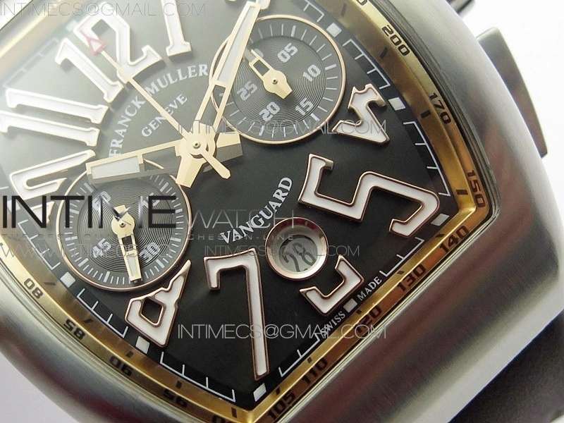 Vanguard V45 Chrono Brushed SS RG ABF Best Edition Gray Dial on Gray Gummy Strap A7750
