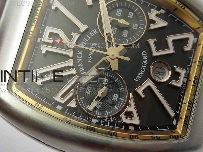 Vanguard V45 Chrono Brushed SS RG ABF Best Edition Gray Dial on Gray Gummy Strap A7750