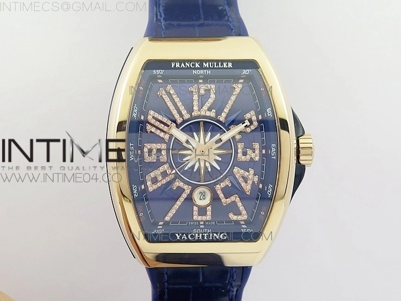 Vanguard V45 RG ABF Best Edition Blue Dial Diamonds Markers on Blue Gummy Strap A2813
