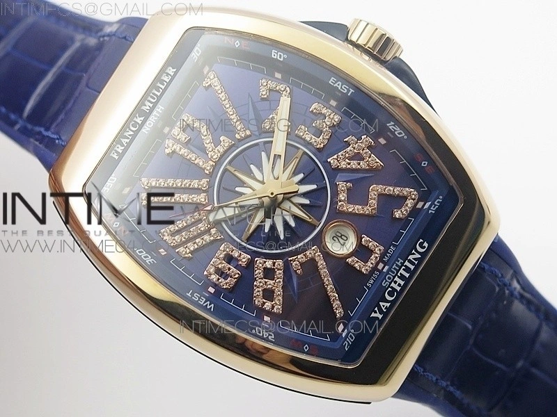 Vanguard V45 RG ABF Best Edition Blue Dial Diamonds Markers on Blue Gummy Strap A2813