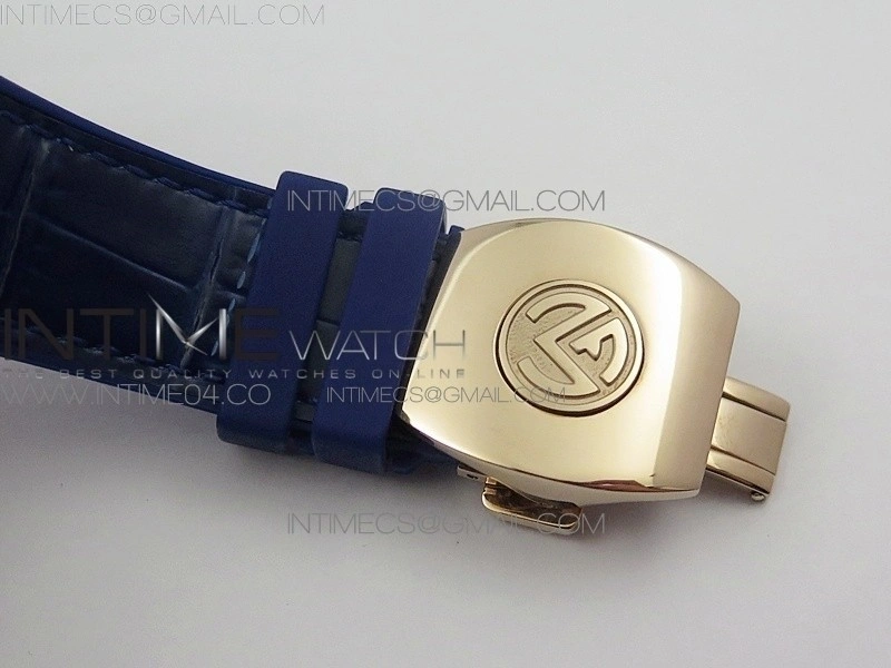 Vanguard V45 RG Full Diamonds Blue Textured Numbers Markers on Blue Gummy Strap A2813
