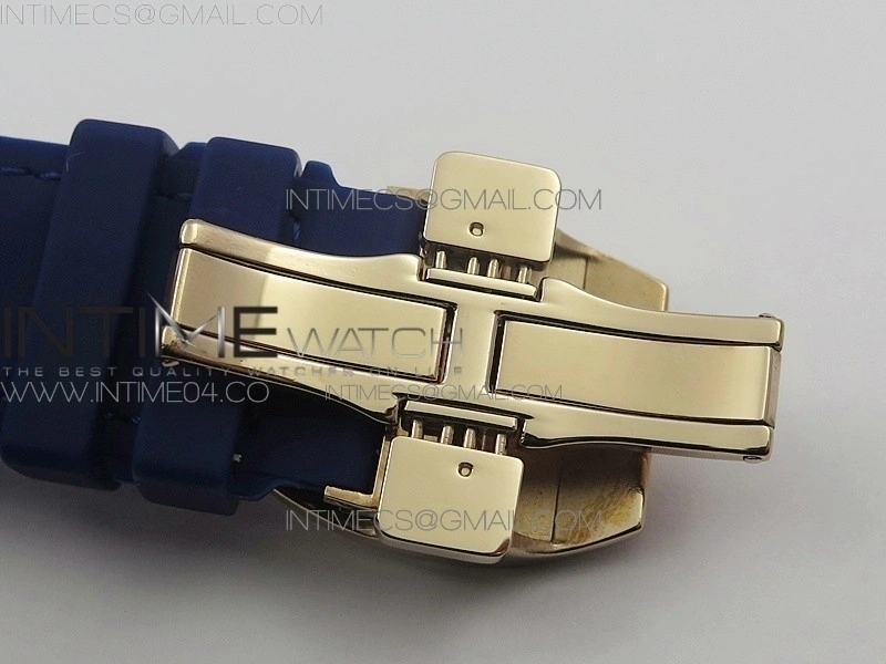 Vanguard V45 RG Full Diamonds Blue Textured Numbers Markers on Blue Gummy Strap A2813