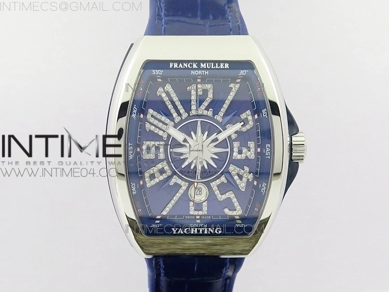 Vanguard V45 SS ABF Best Edition Blue Dial Diamonds Markers on Blue Gummy Strap A2813