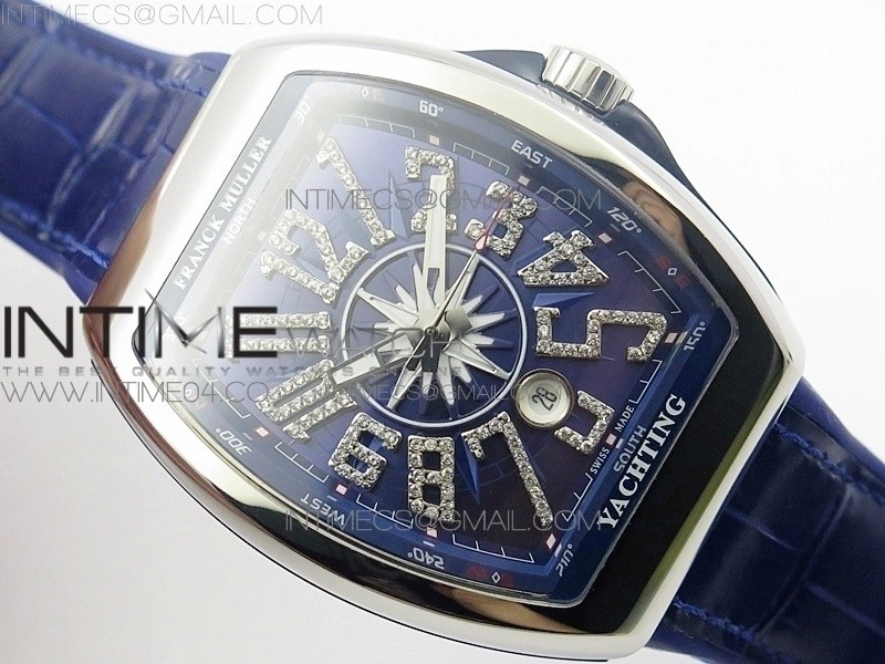 Vanguard V45 SS ABF Best Edition Blue Dial Diamonds Markers on Blue Gummy Strap A2813