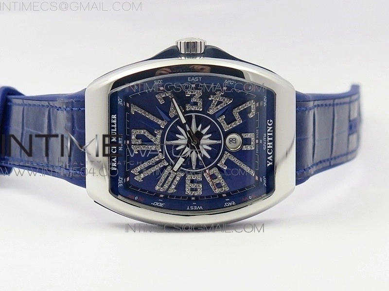 Vanguard V45 SS ABF Best Edition Blue Dial Diamonds Markers on Blue Gummy Strap A2813