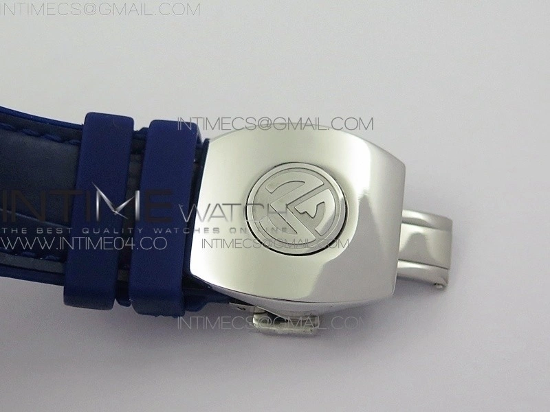 Vanguard V45 SS Full Diamonds Blue Textured Numbers Markers on Blue Gummy Strap A2813