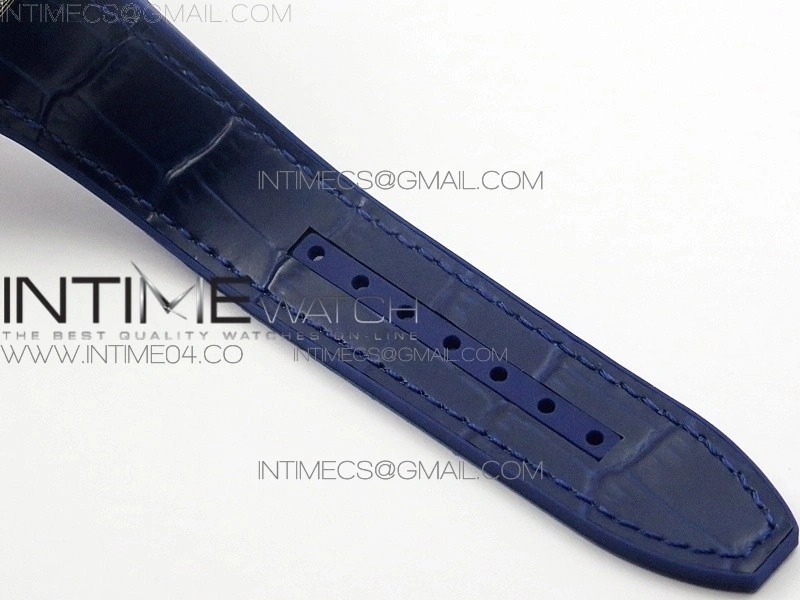 Vanguard V45 SS Full Diamonds Blue Textured Numbers Markers on Blue Gummy Strap A2813