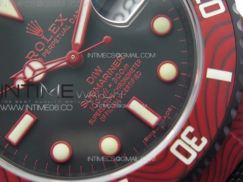 Submariner DIW Red Carbon VSF 1:1 Best Edition Black Dial on Black Nylon Strap VS3135