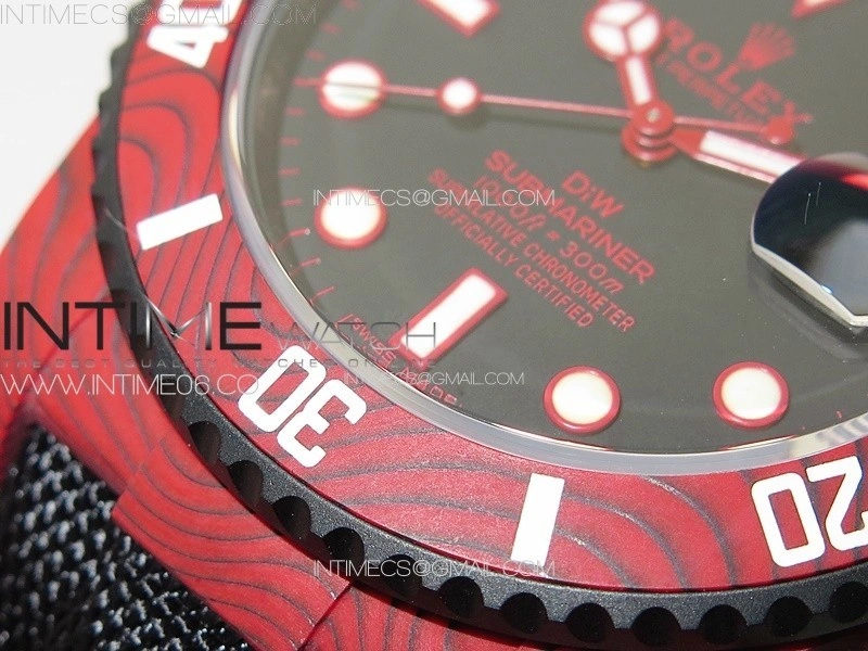 Submariner DIW Red Carbon VSF 1:1 Best Edition Black Dial on Black Nylon Strap VS3135