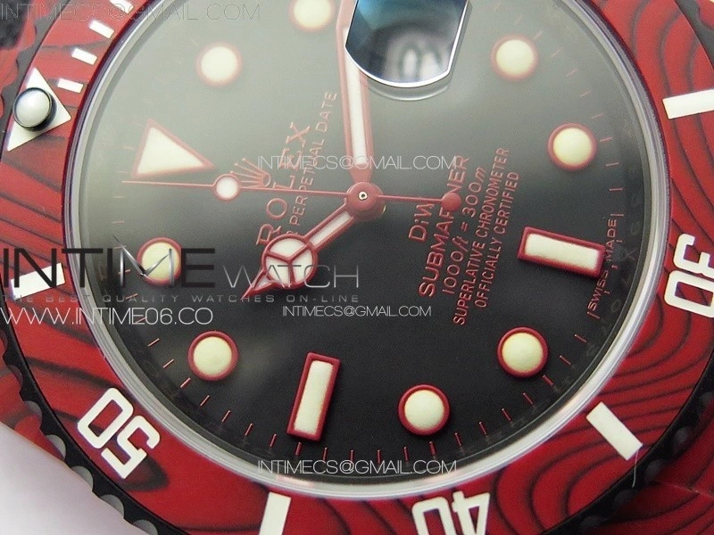 Submariner DIW Red Carbon VSF 1:1 Best Edition Black Dial on Black Nylon Strap VS3135