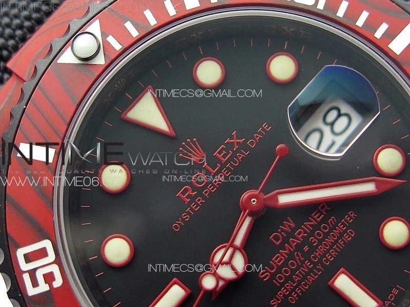 Submariner DIW Red Carbon VSF 1:1 Best Edition Black Dial on Black Nylon Strap VS3135