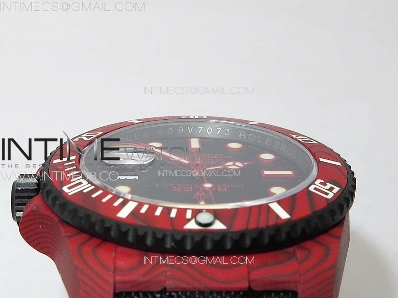 Submariner DIW Red Carbon VSF 1:1 Best Edition Black Dial on Black Nylon Strap VS3135