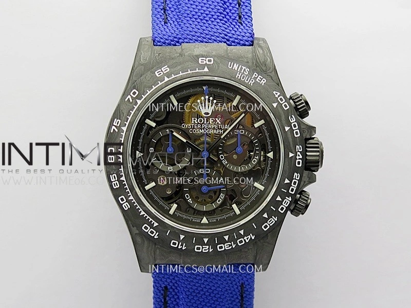 Daytona DIW Carbon Dark Blue Handset GETF Best Edition Skeleton Dial On Dark Blue Nylon Strap SA4130