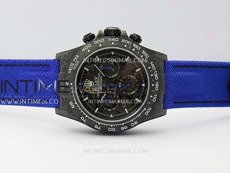 Daytona DIW Carbon Dark Blue Handset GETF Best Edition Skeleton Dial On Dark Blue Nylon Strap SA4130