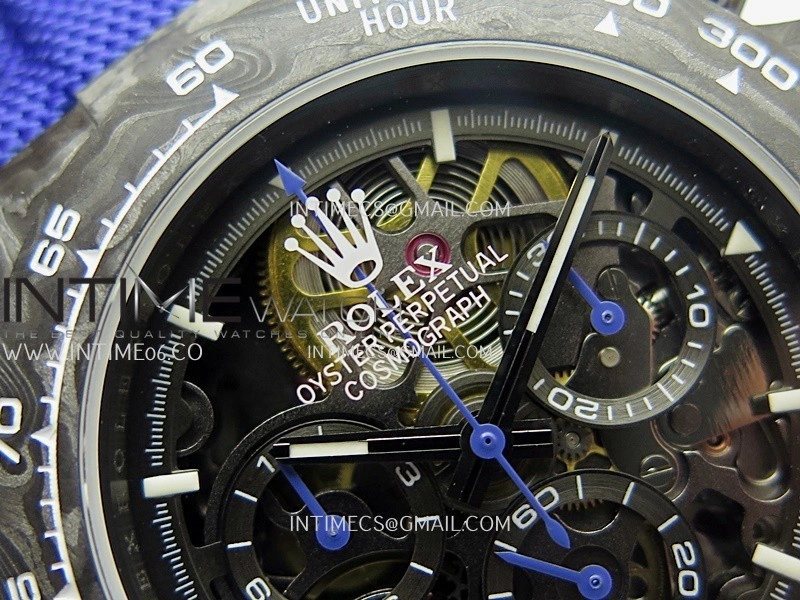 Daytona DIW Carbon Dark Blue Handset GETF Best Edition Skeleton Dial On Dark Blue Nylon Strap SA4130