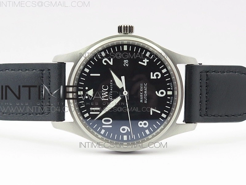 Mark XVIII IW327001 SS M+F 1:1 Best Edition Black Dial on Black Leather Strap A2892