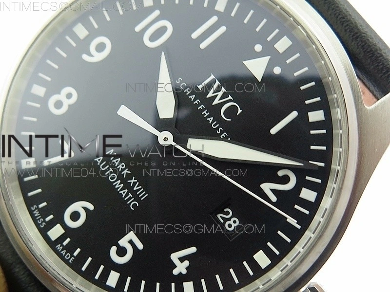 Mark XVIII IW327001 SS M+F 1:1 Best Edition Black Dial on Black Leather Strap A2892