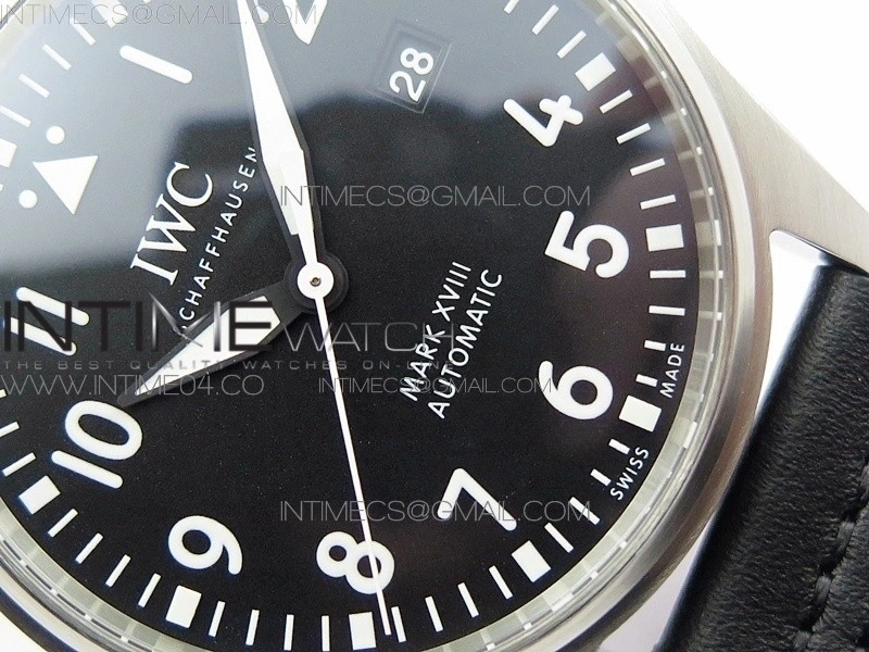 Mark XVIII IW327001 SS M+F 1:1 Best Edition Black Dial on Black Leather Strap A2892