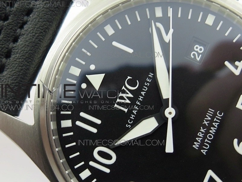 Mark XVIII IW327001 SS M+F 1:1 Best Edition Black Dial on Black Leather Strap A2892