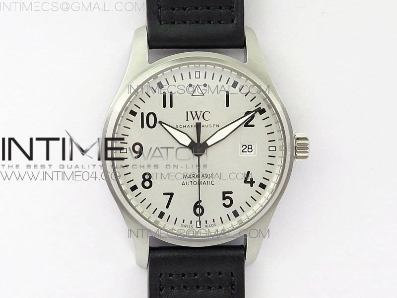 Mark XVIII IW327012 SS M+F 1:1 Best Edition White Dial on Black Leather Strap A2892