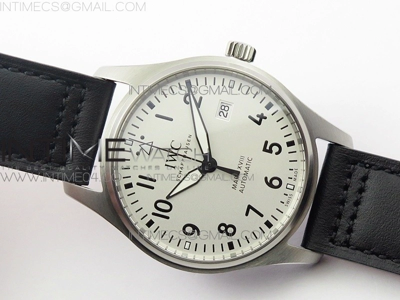 Mark XVIII IW327012 SS M+F 1:1 Best Edition White Dial on Black Leather Strap A2892