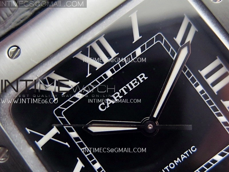 Santos de Cartier 40mm DLC GF 1:1 Best Edition Black Dial on Black Leather Strap MIYOTA 9015