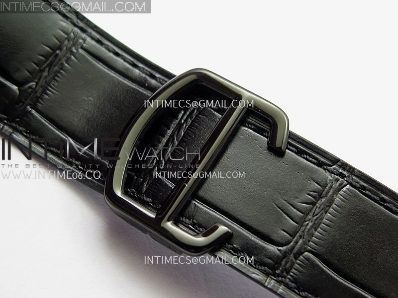 Santos de Cartier 40mm DLC GF 1:1 Best Edition Black Dial on Black Leather Strap MIYOTA 9015