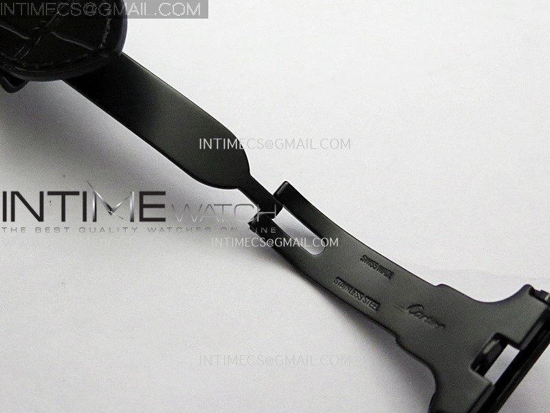 Santos de Cartier 40mm DLC GF 1:1 Best Edition Black Dial on Black Leather Strap MIYOTA 9015