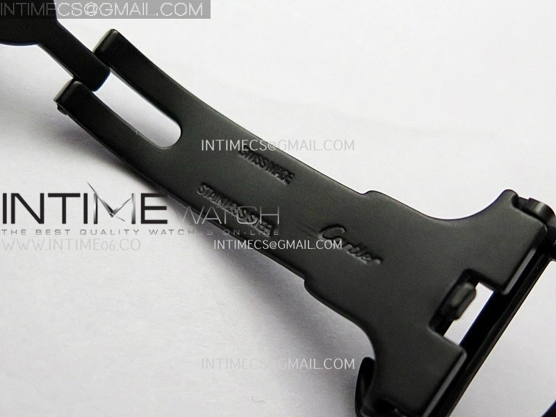 Santos de Cartier 40mm DLC GF 1:1 Best Edition Black Dial on Black Leather Strap MIYOTA 9015