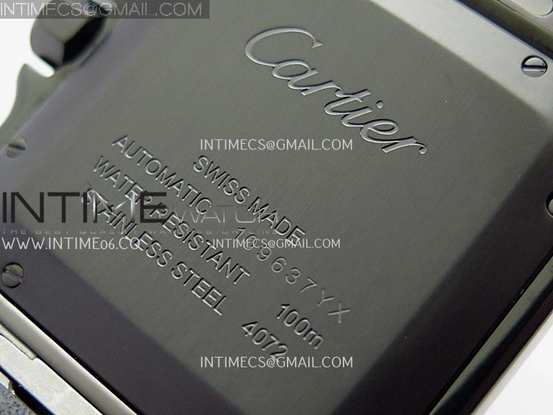 Santos de Cartier 40mm DLC GF 1:1 Best Edition Black Dial on Black Leather Strap MIYOTA 9015