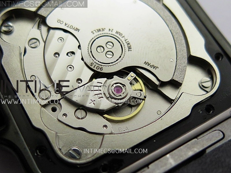 Santos de Cartier 40mm DLC GF 1:1 Best Edition Black Dial on Black Leather Strap MIYOTA 9015