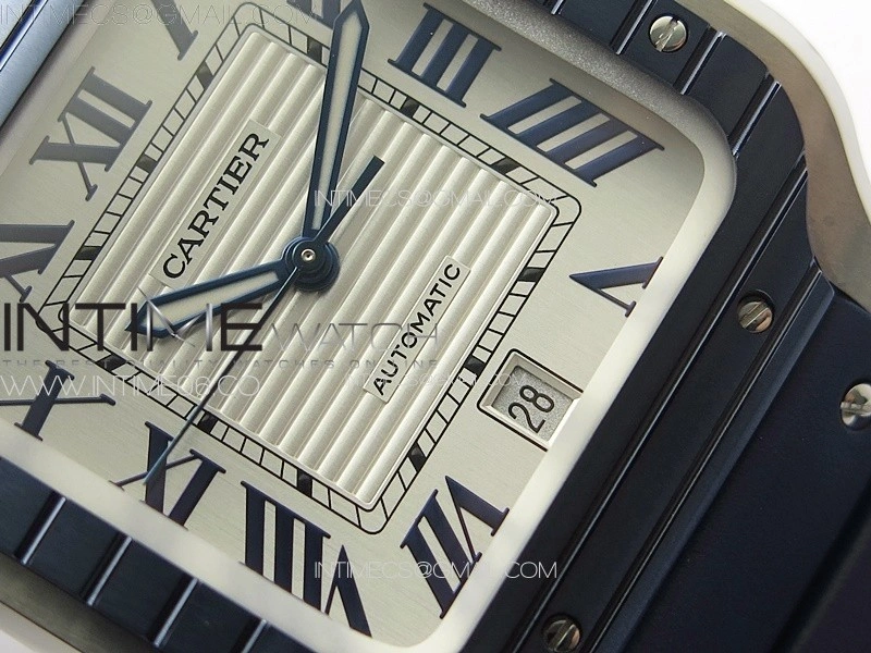 Santos de Cartier 40mm SS Cer GF 1:1 Best Edition White Dial on Blue Rubber Strap MIYOTA 9015
